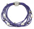 Wit zoetwater parel armband met paars leer en stras steentjes | Bling Pearl Purple