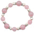 Wit zoetwater parel armband met roze edelstenen rozenkwart en stras steentjes , elastisch | Bling Paerl W Rose Quartz