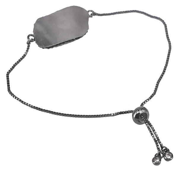 Wit zoetwater parel armband met stras steentjes en schuifsluiting, achterzijde | Black Bright Biwa Pearl