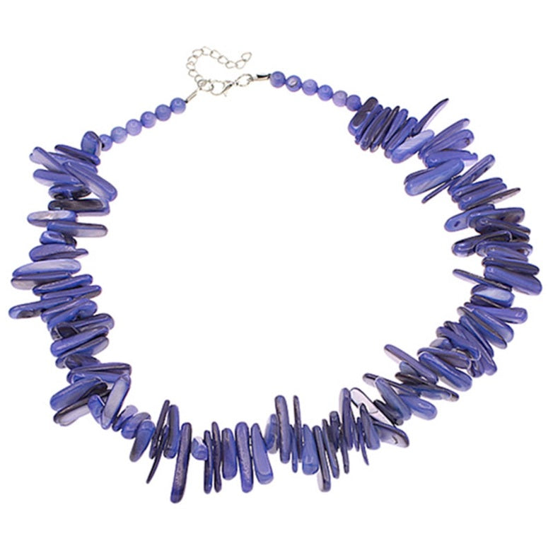 Parelmoeren ketting met blauw parelmoer en sterling zilveren slotje | Blue Shell Chip