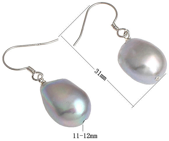 Zoetwater parel oorbellen Big Grey Baroque Pearl