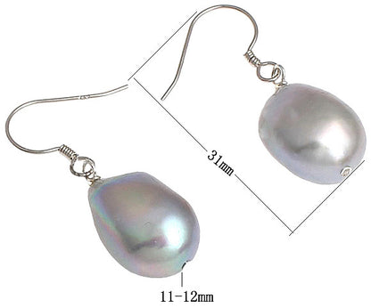 Zoetwater parel oorbellen Big Grey Baroque Pearl