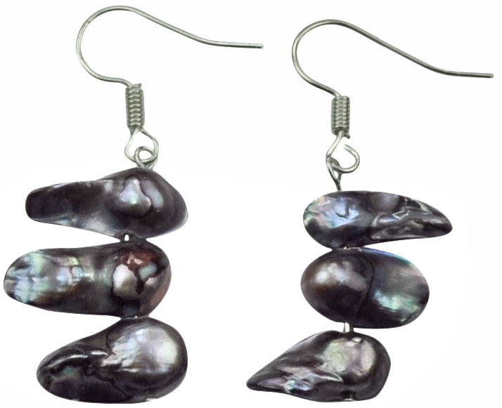 Zoetwater parel oorbellen met grijze parels en sterling zilver (925) | Pearl Blister Black